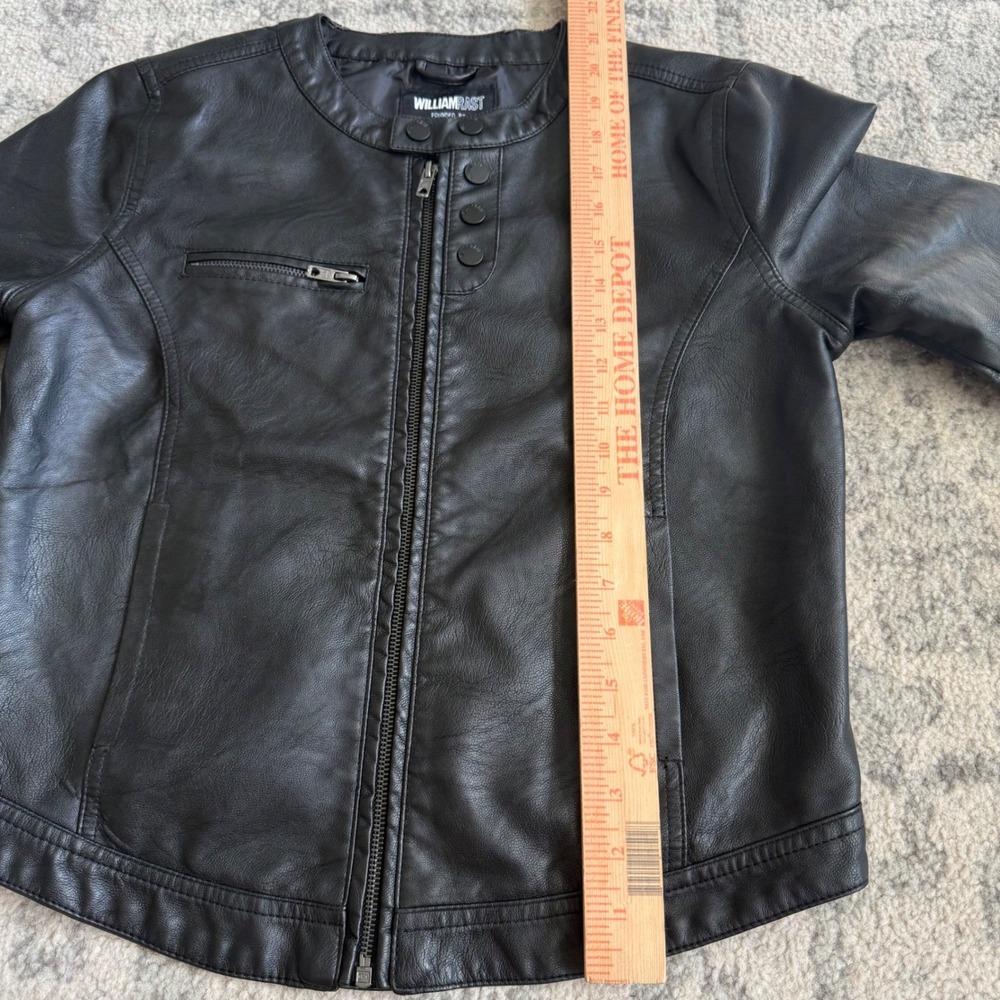 William Rast Womens Black Faux Leather Moto Jacket Small Justin Timberlake Biker - Picture 7 of 8